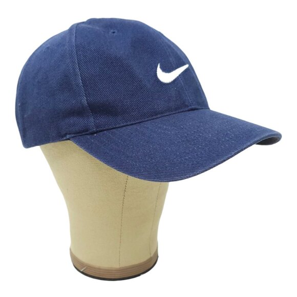 Nike Swoosh Cotton Twill Strapback Cap Hat Baseball Golf Trucker Blue - Picture 3 of 14